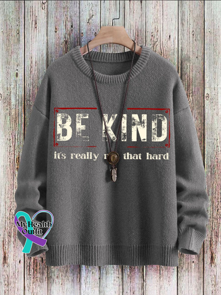 Be Kind It’s Really Not That Hard Art Pattern Print Casual Knit Pullover Sweater Grey / S