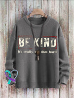 Be Kind It’s Really Not That Hard Art Pattern Print Casual Knit Pullover Sweater Grey / S