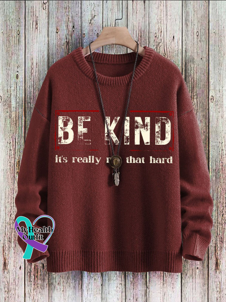 Be Kind It’s Really Not That Hard Art Pattern Print Casual Knit Pullover Sweater Red / S