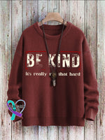 Be Kind It’s Really Not That Hard Art Pattern Print Casual Knit Pullover Sweater Red / S