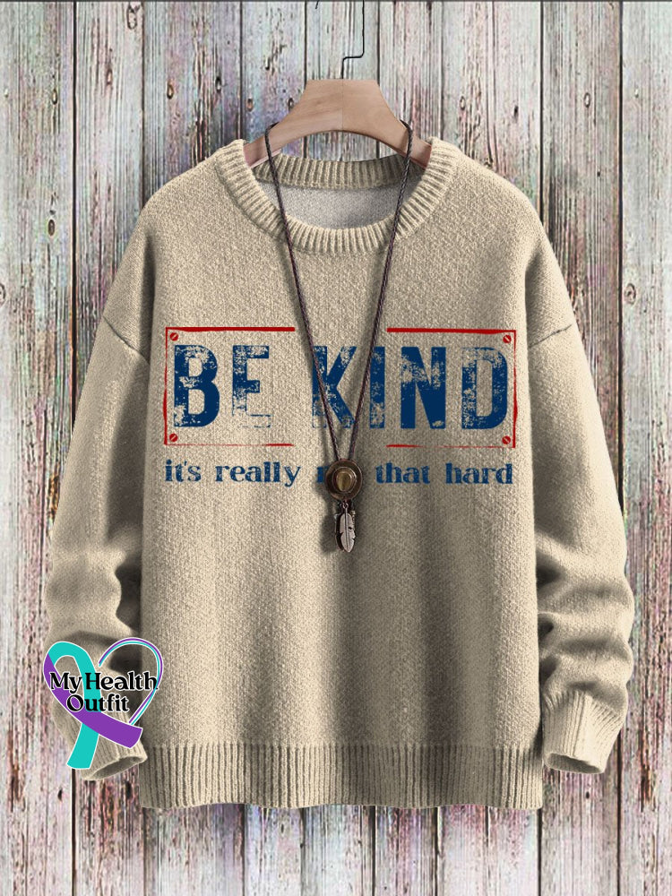 Be Kind It’s Really Not That Hard Art Pattern Print Casual Knit Pullover Sweater Sand / S