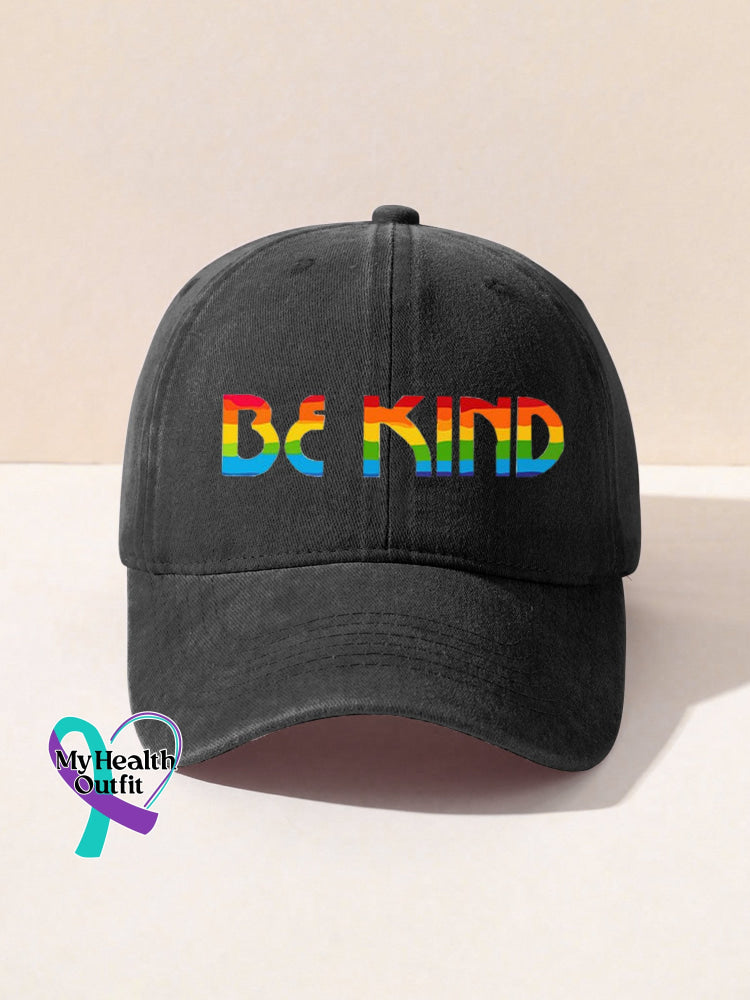 Be Kind Kindness Pride Rainbow Print Hats Black / Onesize
