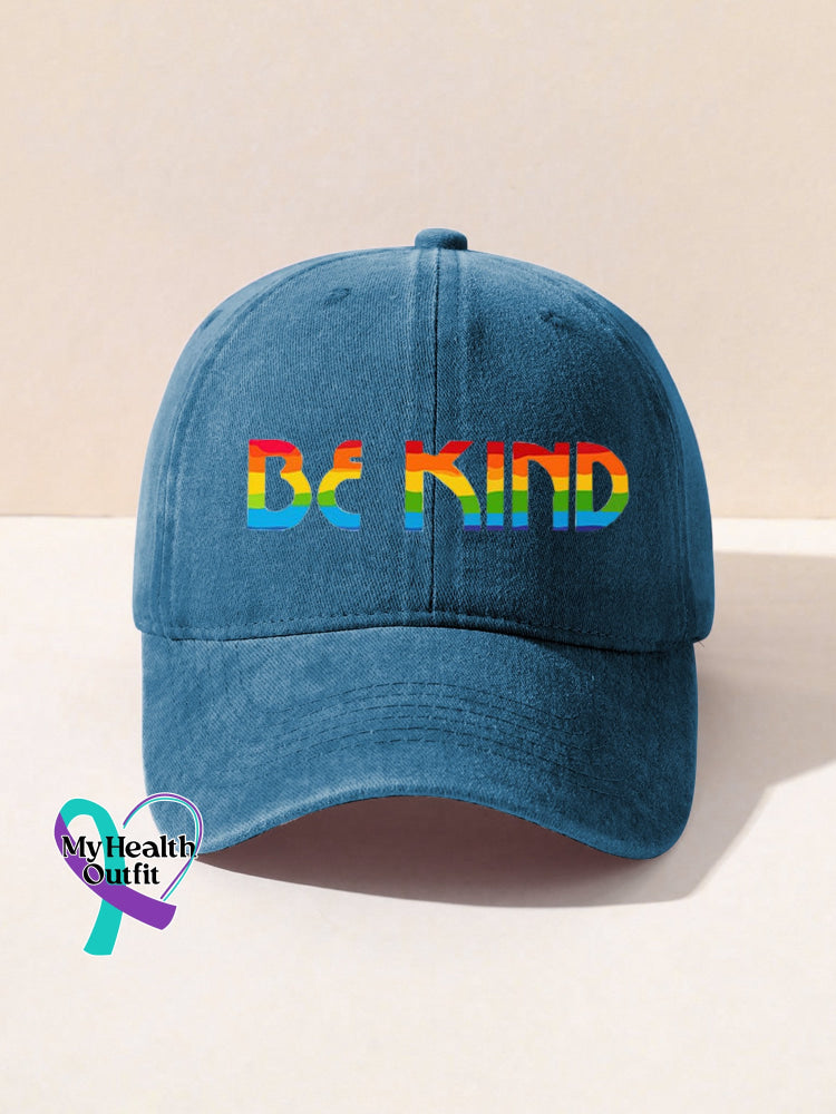 Be Kind Kindness Pride Rainbow Print Hats Cyan / Onesize
