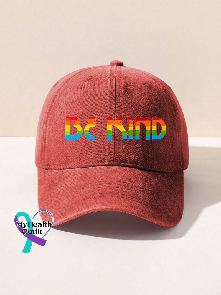 Be Kind Kindness Pride Rainbow Print Hats Orange / Onesize