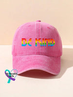 Be Kind Kindness Pride Rainbow Print Hats Pink / Onesize