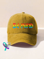 Be Kind Kindness Pride Rainbow Print Hats Yellow / Onesize