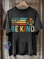 Be Kind Peace Sign Flower Mental Health Awareness T-Shirt Black / S