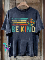 Be Kind Peace Sign Flower Mental Health Awareness T-Shirt Blue / S