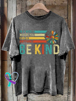 Be Kind Peace Sign Flower Mental Health Awareness T-Shirt Grey / S