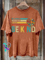 Be Kind Peace Sign Flower Mental Health Awareness T-Shirt Orange / S