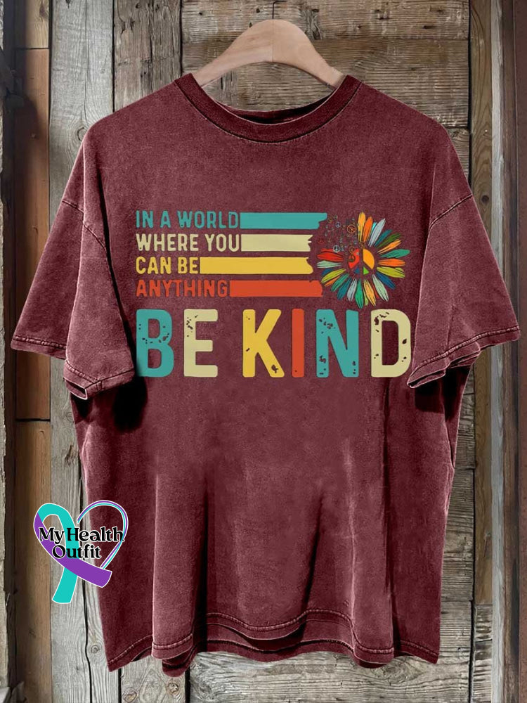 Be Kind Peace Sign Flower Mental Health Awareness T-Shirt Red / S