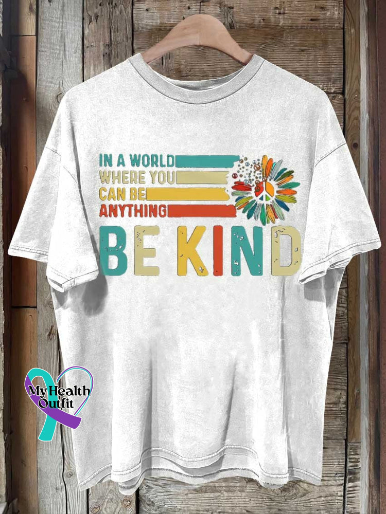 Be Kind Peace Sign Flower Mental Health Awareness T-Shirt White / S