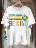 Be Kind Peace Sign Flower Mental Health Awareness T-Shirt White / S