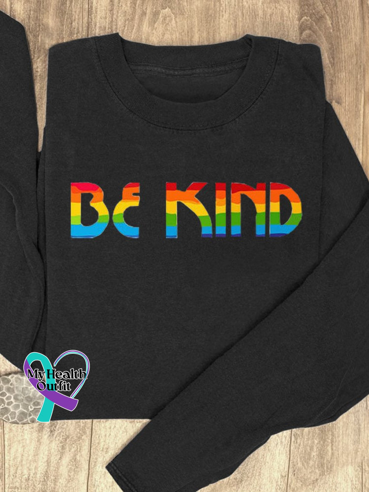 Be Kind Rainbow Suicide Prevention Mental Print Casual Sweatshirt Black / S