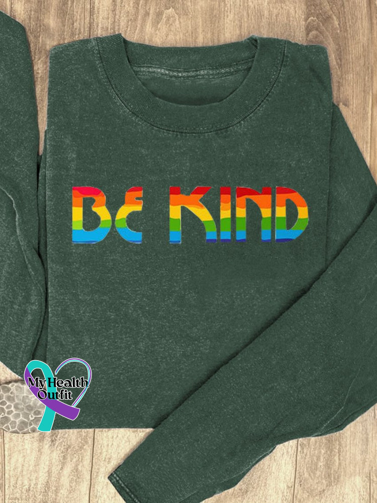 Be Kind Rainbow Suicide Prevention Mental Print Casual Sweatshirt Green / S