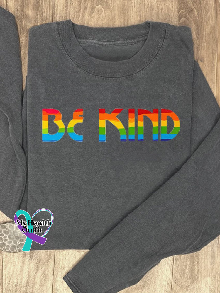 Be Kind Rainbow Suicide Prevention Mental Print Casual Sweatshirt Grey / S