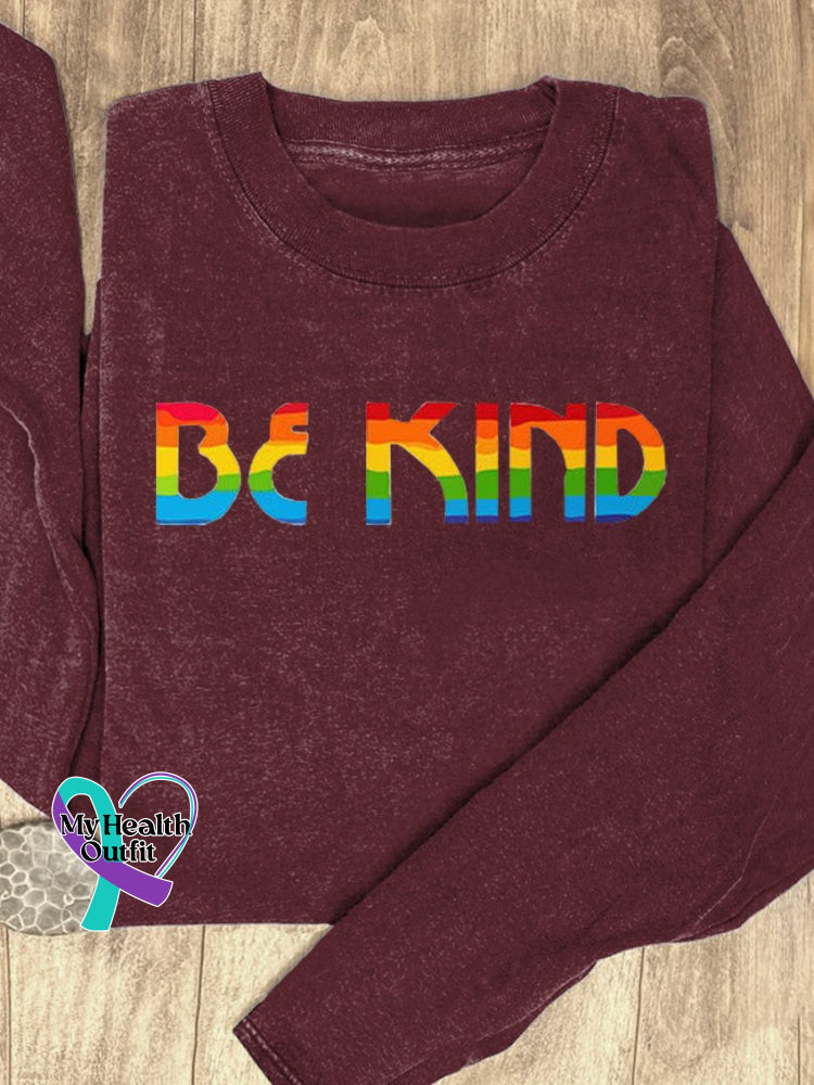 Be Kind Rainbow Suicide Prevention Mental Print Casual Sweatshirt Maroon / S