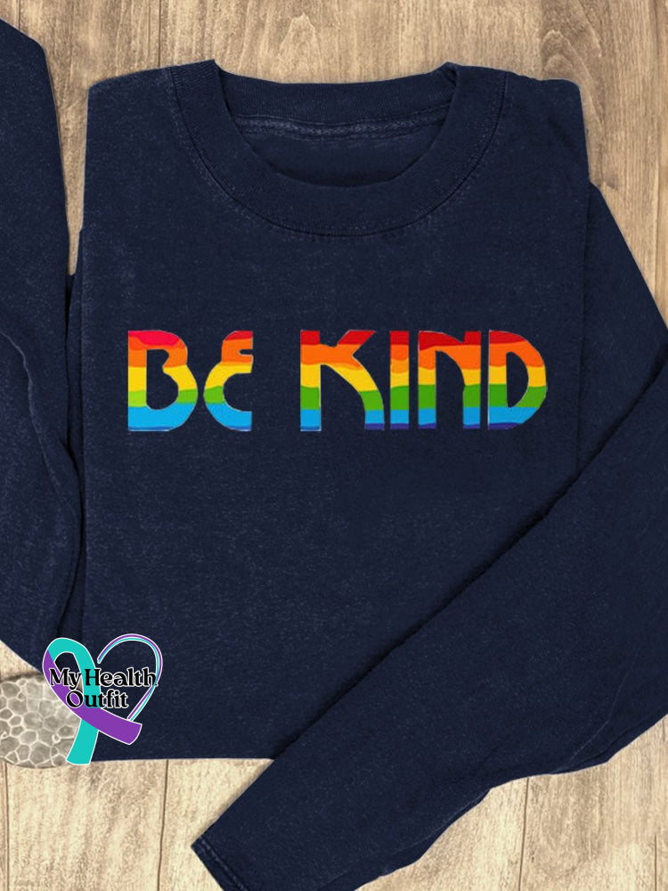 Be Kind Rainbow Suicide Prevention Mental Print Casual Sweatshirt Navyblue / S