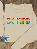 Be Kind Rainbow Suicide Prevention Mental Print Casual Sweatshirt Sand / S