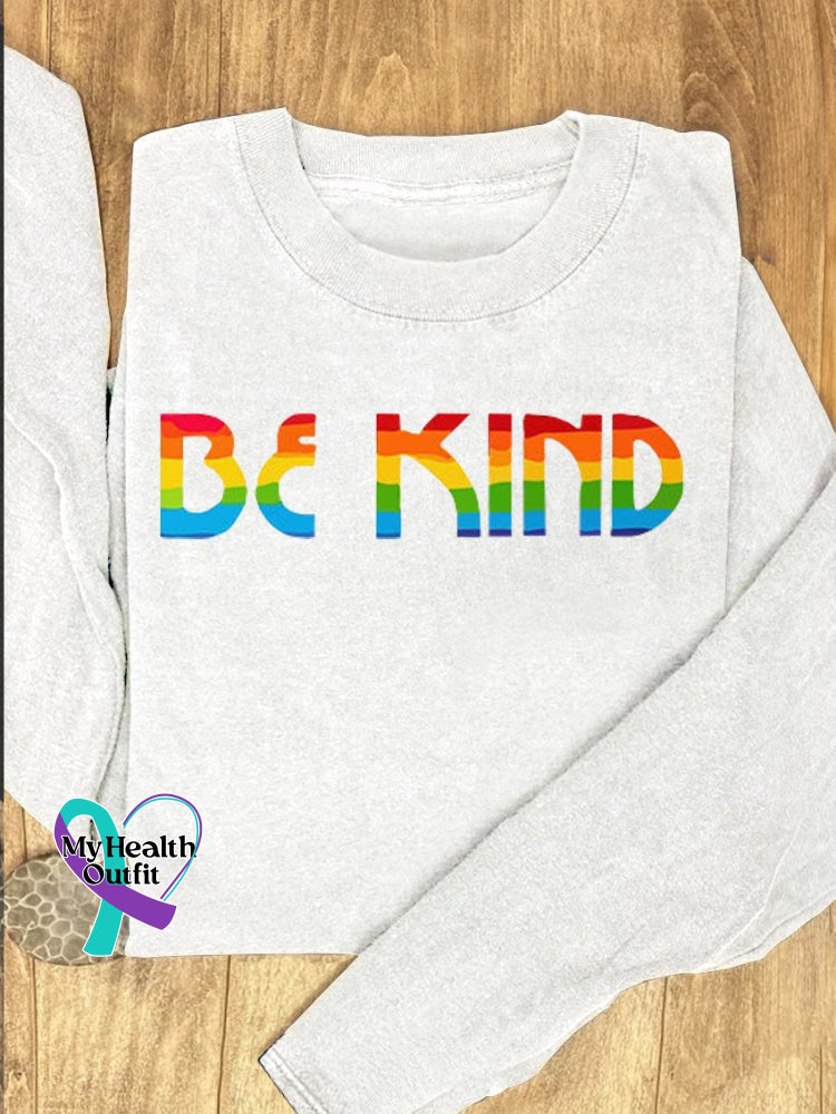 Be Kind Rainbow Suicide Prevention Mental Print Casual Sweatshirt White / S
