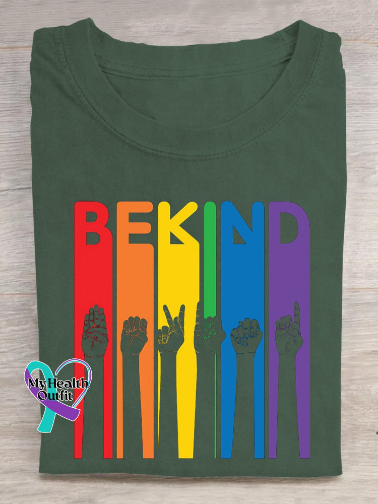 Be Kind Sign Language Kindness Pride Rainbow Green / S Short Sleeve