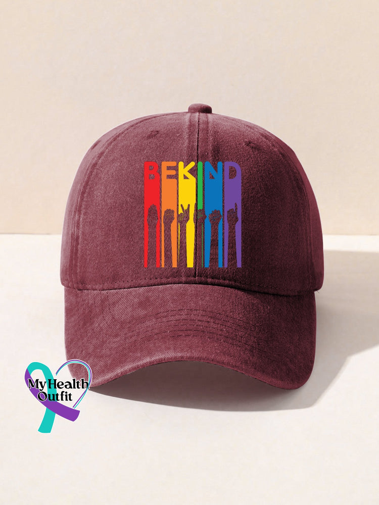 Be Kind Sign Language Kindness Pride Rainbow Print Hats Maroon / Onesize