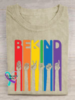 Be Kind Sign Language Kindness Pride Rainbow Sand / S Short Sleeve