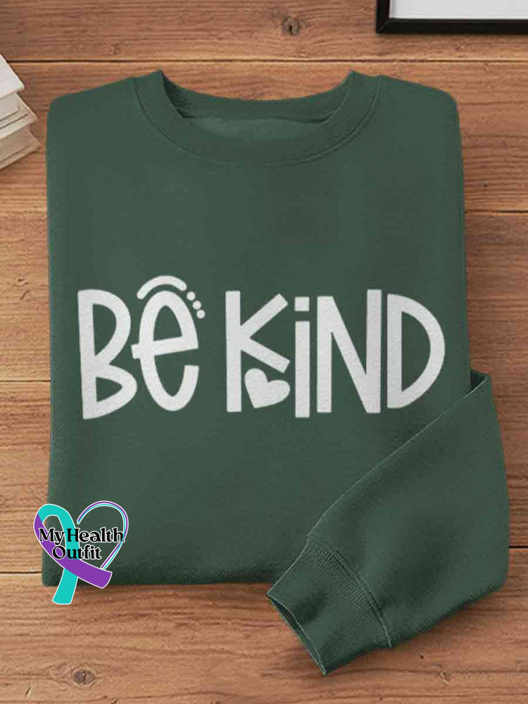 Be Kind Vintage Art Print Casual Sweatshirt Green / S