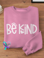 Be Kind Vintage Art Print Casual Sweatshirt Pink / S