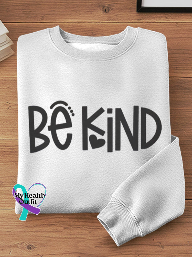 Be Kind Vintage Art Print Casual Sweatshirt White / S