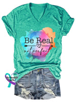 Be Real Not Perfect Art Casual T-Shirt Green / S