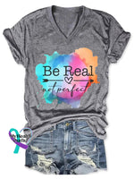 Be Real Not Perfect Art Casual T-Shirt Grey / S