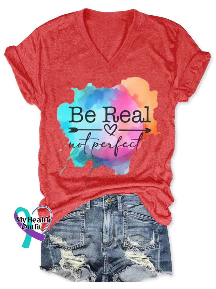 Be Real Not Perfect Art Casual T-Shirt Red / S