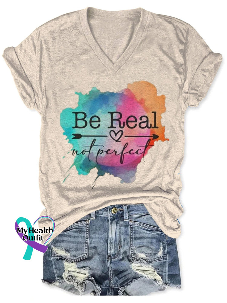 Be Real Not Perfect Art Casual T-Shirt Sand / S