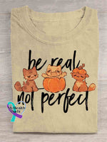 Be Real Not Perfect Art T-shirt Apricot / S