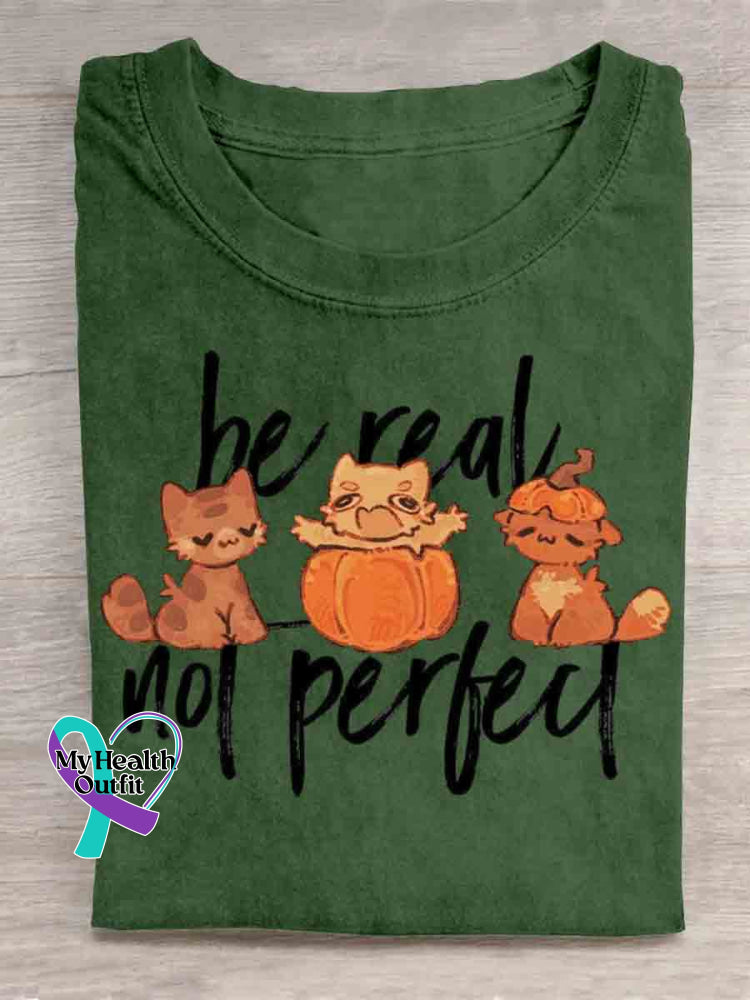 Be Real Not Perfect Art T-shirt Green / S