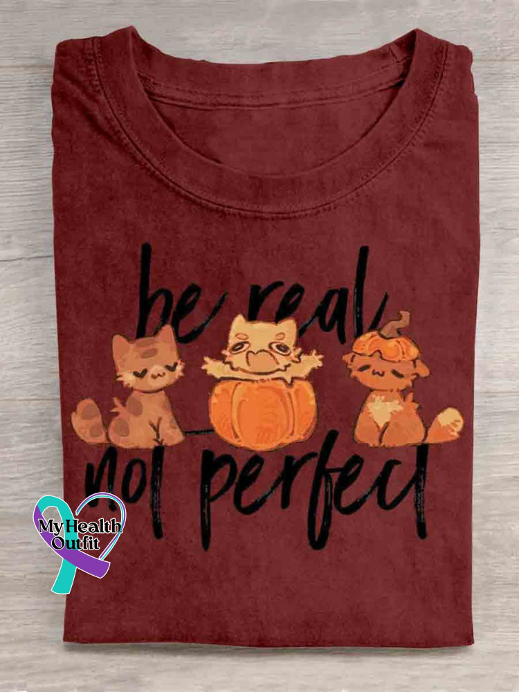 Be Real Not Perfect Art T-shirt Red / S