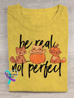 Be Real Not Perfect Art T-shirt Yellow / S