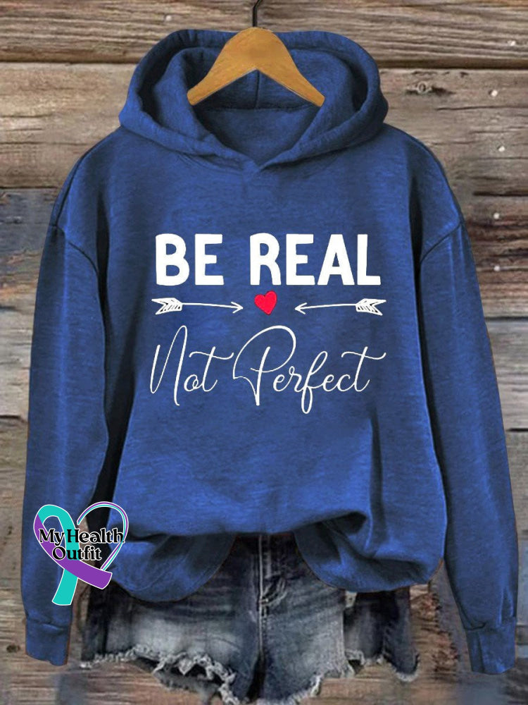 Be Real Not Perfect Casual Hoodie Sweatshirt Blue / S
