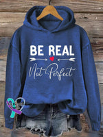 Be Real Not Perfect Casual Hoodie Sweatshirt Blue / S