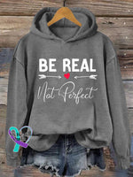 Be Real Not Perfect Casual Hoodie Sweatshirt Grey / S