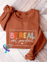 Be Real Not Perfect Casual Print Sweatshirt Orange / S