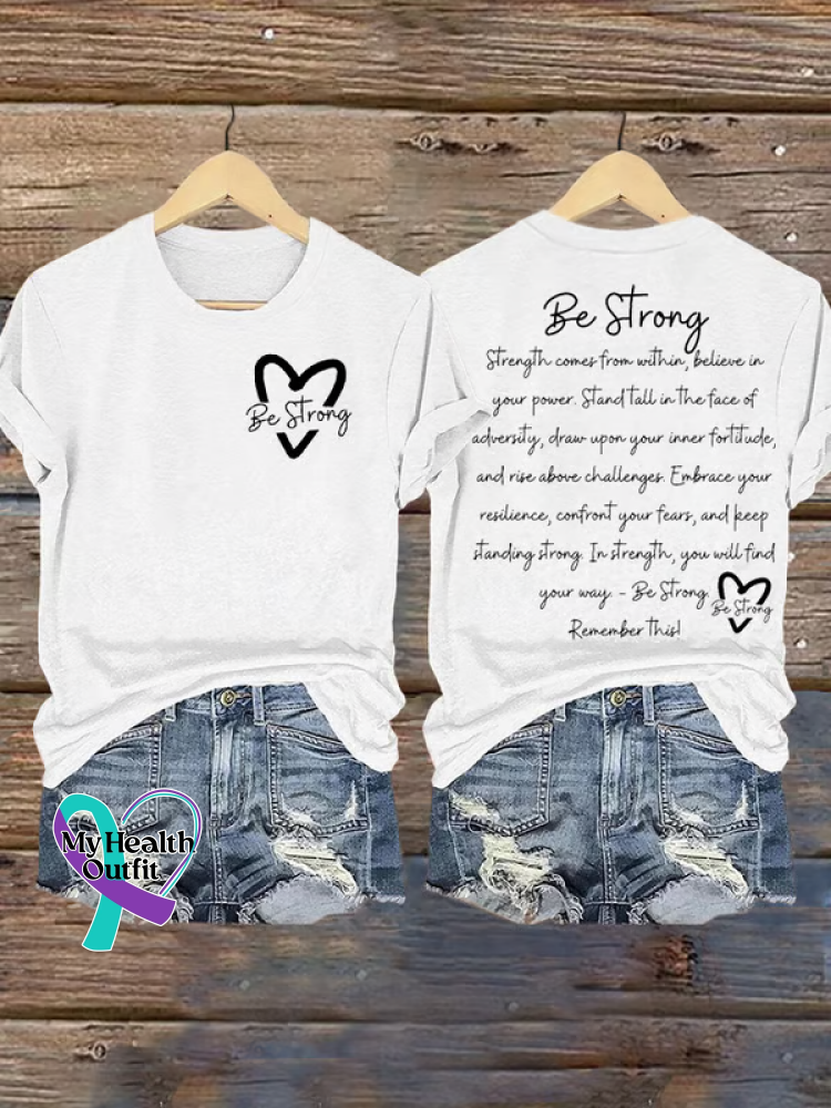 Be Strong V-neck Casual T-shirt White / S