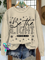 Be The Light Christmas Casual Print Sweatshirt Sand / S
