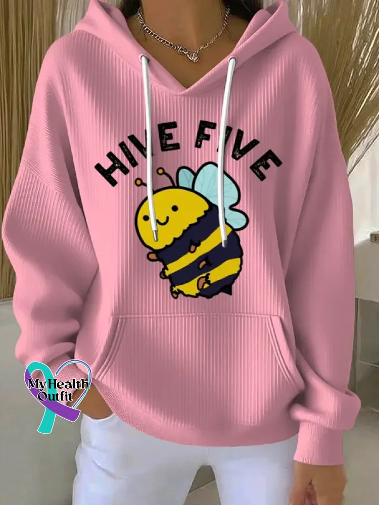 Bee Art Funny Print Casual Hoodie Sweatshirt Pink / S