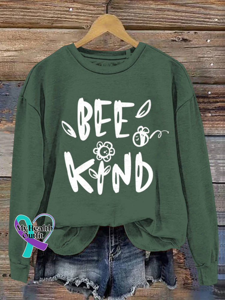 Bee Kind Vintage Art Print Casual Sweatshirt Green / S