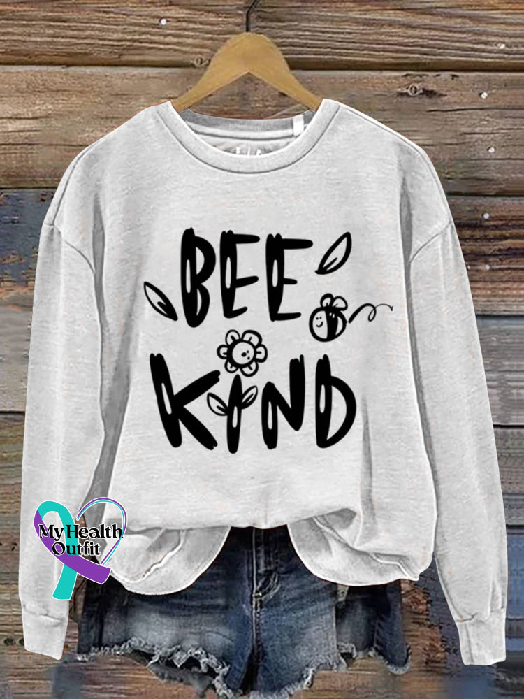 Bee Kind Vintage Art Print Casual Sweatshirt White / S