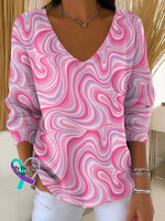 Women’s Pink Art Breast Cancer Awareness Vintage Casual Pullover Sweater Multicolor / S
