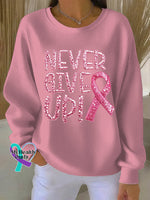 Breast Cancer Awareness Art Retired Art Print Casual Sweatshirt LightPink / S
