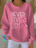 Breast Cancer Awareness Art Retired Art Print Casual Sweatshirt Pink / S